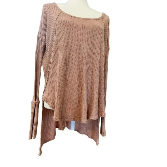 free people ventura long sleeve waffle knit boho top size M - Picture 2 of 8